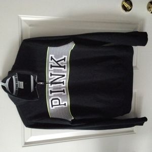Womens Victoria’s Secret PINK 1/4 zip pullover, black, size Medium